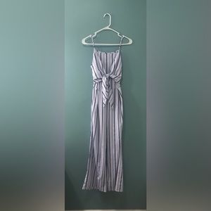 J for Justify White and Navy Striped Tie-Front Jumpsuit